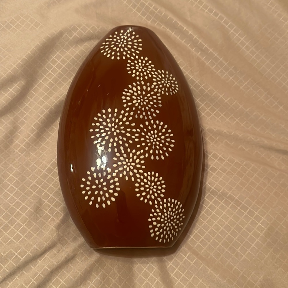 DAVID TUTERA "Exotic" Brown Vase Hand Painted Vase 11.5"